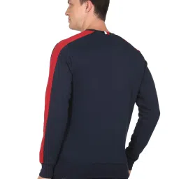 Arrow Sport Navy Blue Cotton Regular Fit Striped Sweatshirt image 2