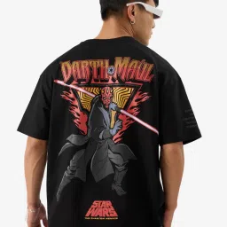 The Souled Store Star Wars: Darth Maul Black Oversized Crew T-Shirt image 2
