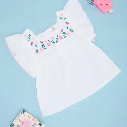 Pantaloons Baby Girls Bright White Embroidery Top-image-41