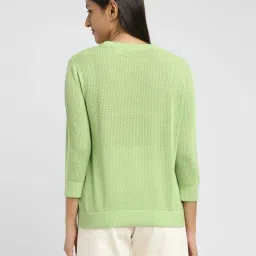 Levi's Light Green Cotton Self Design Sweater image 2