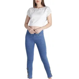 Miss Chase Blue Super Skinny Fit Jeggings image 4