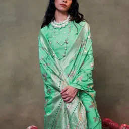 Odette Green Woven Design Saree image 2