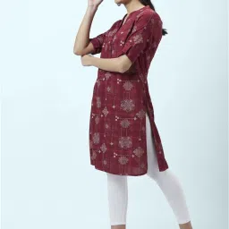 Rangmanch by Pantaloons Maroon Printed Straight Kurta image 3