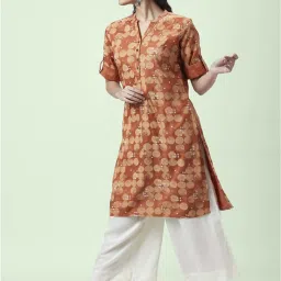 Rangmanch by Pantaloons Rust Printed Straight Kurta image 3