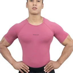 Athflex Men Moisture Wicking Solid Round Neck Compression T-shirt-picture-50