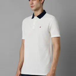 Louis Philippe Jeans White Cotton Slim Fit Polo T-Shirt image 3