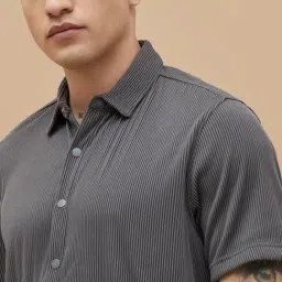 Forca By Lifestyle Grey Boxy Fit Texture Shirt image 4