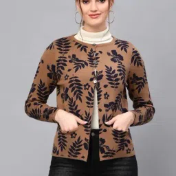 Mafadeny Brown Printed Cardigan-image-54