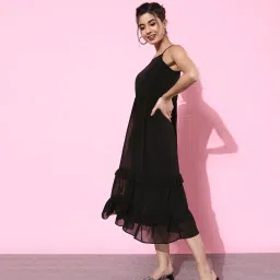 DODO & MOA Black Regular Fit Midi Dress image 3