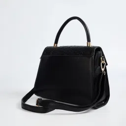 Ginger by Lifestyle Black Textured Handbag image 2