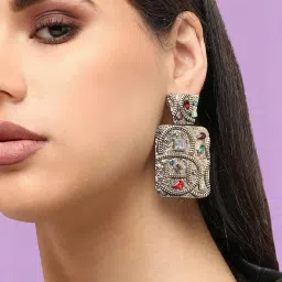 Sohi Gold Plated Designer Stone Party Drop Earrings image 2