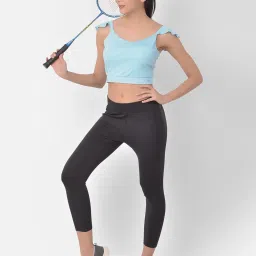 Clovia Blue Slim Fit Crop Top image 5