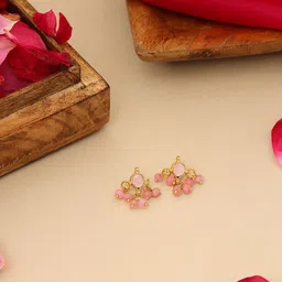 Ruby Raang Girls Gold-Plated Kundan Studded & Beaded Contemporary Drop Earrings-image-63