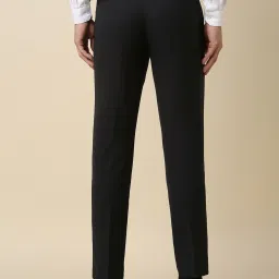 allen solly Men Black Slim Fit Solid Formal Trousers image 2