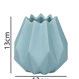 Myntra Elegant Homes Blue Geometric Textured Ceramic Vase image 5