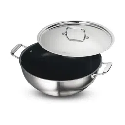 Tramontina Fusao Ceramic Coated Triply Silver Stainless Steel Deep Kadai with Lid (36 cm)-image-28
