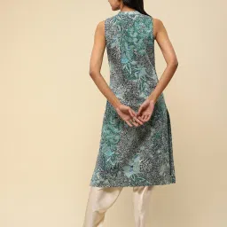 aarke Ritu Kumar Green & Blue Cotton Floral Print Kurta image 2