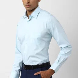 Van Heusen Blue Cotton Regular Fit Texture Shirt image 3