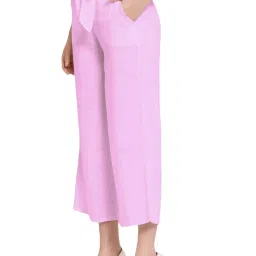 PATRORNA Baby Pink Regular Fit Mid Rise Trousers image 3