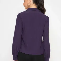 MADAME Purple Plain Shirt image 2