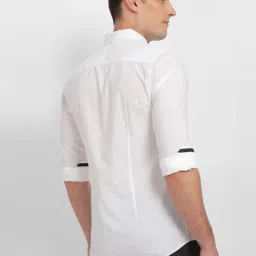 Allen Solly White Cotton Slim Fit Texture Shirt image 2