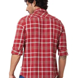 Spykar Red Cotton Regular Fit Checks Shirt image 2