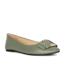 Bata Women's SQUARE Green Flat Ballets image 2