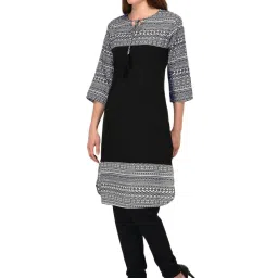 PATRORNA Black & Navy Printed Empire Kurta image 3