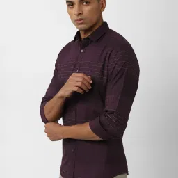 V Dot Maroon Cotton Slim Fit Checks Shirt image 3