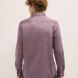 The Bear House Purple Cotton Tailored Fit Solid Formal Shirt image 2