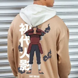 Bewakoof Brown Relaxed Fit Graphic Oversized Hoodie image 2