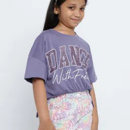 METTLE Kids Purple Printed Crop Top image 3
