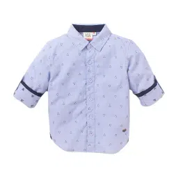 Ed-a-Mamma Kids Blue Cotton Printed Shirt-image-18