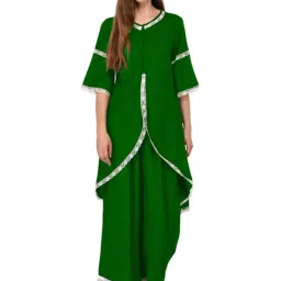 PATRORNA Green Regular Fit Empire Kurta-image-3