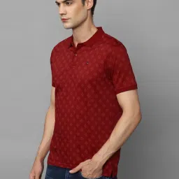 Louis Philippe Sport Maroon Cotton Slim Fit Printed Polo T-Shirt image 3