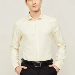 code by lifestyle Code Formal Yellow Cotton Slim Fit Shirt-picture-6