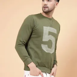 Rigo Olive Regular Fit Printed Round Neck Sweatshirt image 3