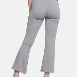 BUYNEWTREND Grey Mid Rise Front Slit Trousers image 2