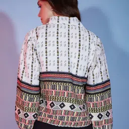 BUYNEWTREND White Cotton Printed Shirt image 2