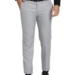 Park Avenue Grey Super Slim Fit Checks Trousers-picture-23