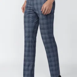 Van Heusen Blue Slim Fit Checks Trousers image 3