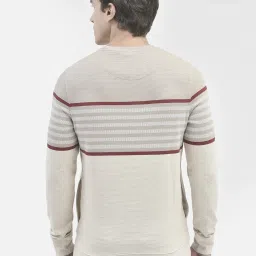 Crimsoune Club Beige Regular Fit Striped Sweatshirt image 2