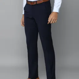 Louis Philippe Permapress Navy Slim Fit Trousers image 3
