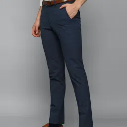 Louis Philippe Navy Slim Fit Checks Trousers image 3