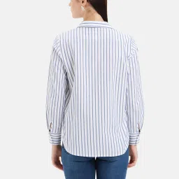 Kazo Blue & White Cotton Embellished Shirt image 2