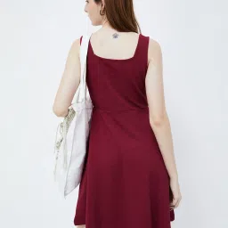 Ginger by Lifestyle Maroon Self Pattern A-Line Dress image 2