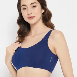 Clovia Blue Cotton Non Padded Full Coverage Beginners Bra image 3