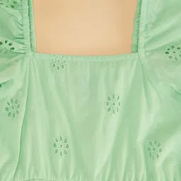 YU by Pantaloons Kids Green Cotton Flared Fit Dress image 2