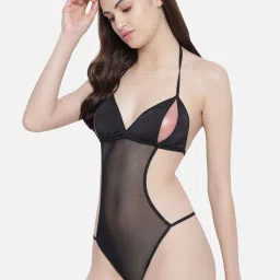 Secrets By ZeroKaata Black Self Design Babydoll image 3