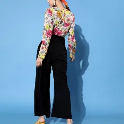KASSUALLY Black Floral Print Basic Jumpsuit image 2